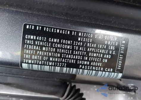 2014 Volkswagen Beetle 2.0T R-Line z USA, uszkodzony, nr VIN 3VW4T7AT1EM613272